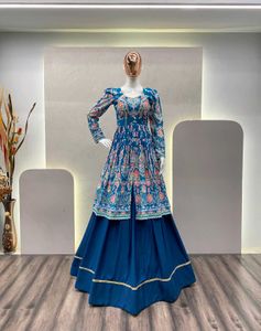 Printed Top And Lehenga