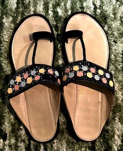 Leather &amp; Embellished Sandals - UK Size 5