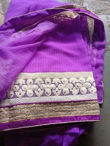 Purple Embroidered Saree