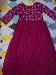 Pink Embroidered Ethnic Anarkali Wear For Women