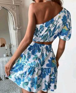 Floral One-Shoulder Crop Top &amp; Skirt Set