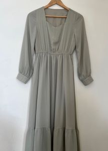 Sage Green Maxi Dress with Long Sleeves