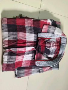 Red and Black Checked Long Sleeve Shirt