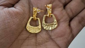 Gold White Stone Earring