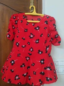Red Floral Top