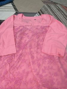 Pink Embroidered Kurta