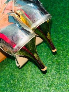 Stylish Gold Chain Heel Sandals