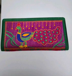 Embroidered Peacock Wallet (New)