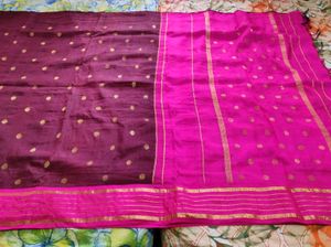 Brown and pink Silk Saree