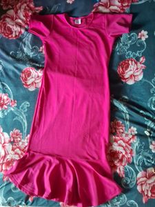Pink Fitted Midi Dress