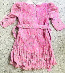 Pink Floral Dress with Lace Collar
