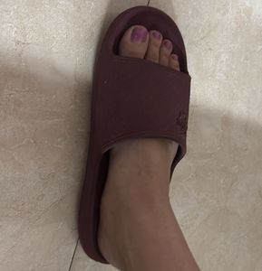 Burgundy Slide Sandals