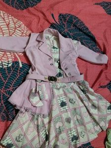 Girl&#39;s Pink Heart Dress Set