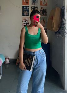 Green Cropped Tank Top