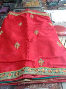 Elegant Red Embroidered Lehenga Saree