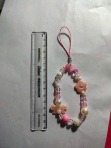 Cute Pink Beaded Phone Charm