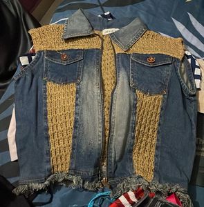 Unique Denim & Knit vest jacket M to L
