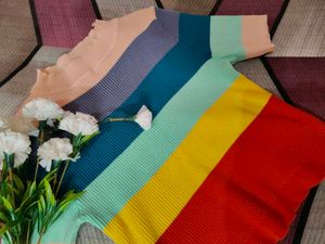 Rainbow Striped Knit Top