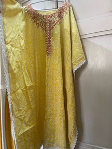 YELLOW BANDHEJ KAFTAN KURTI
