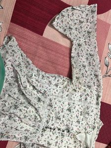 Women White Color Printer Top