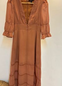 Elegant Brown Midi Dress