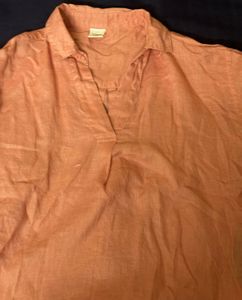 Coral Linen Top