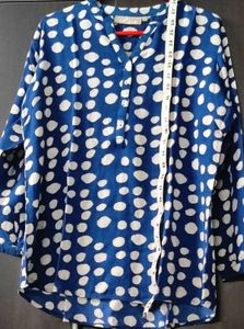 XL Blue & White Print Top