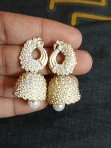 White Jhumka Earring