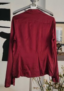 Button Down Burgendy Satin Shirt