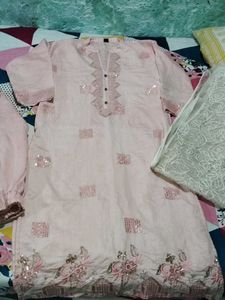 Pink Embroidered Kurta Set
