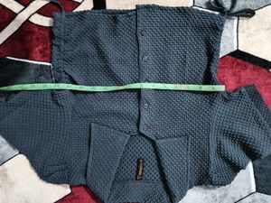 textured grey shirt - jacket crop top