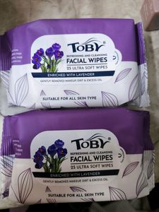TOBY FACIAL REMOVER WIPES  25 PULLS PACK OF 2