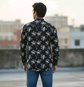Mens Floral Shirt, Beach Wear, Black Shirt