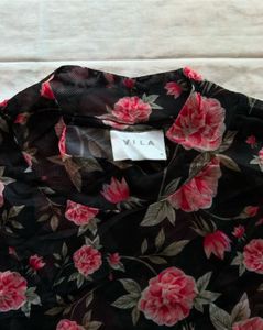 Floral High Neck Mesh Top