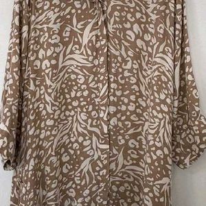 Animal Print Button-Down Top