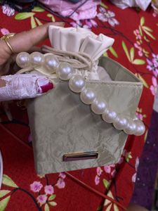 Square Potli Bag Pearl Beads Chain