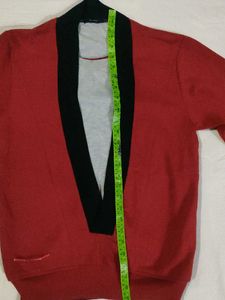 Red &amp; Black Shawl Collar Sweater