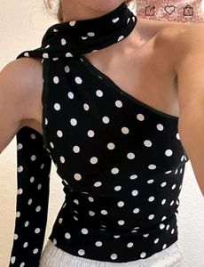 Polka Dot One Shoulder Top