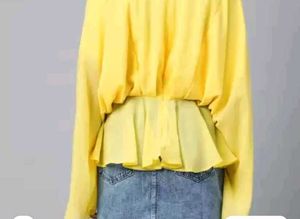 SASSAFRAS Yellow Batwing Sleeves GeorgetteEmpire T