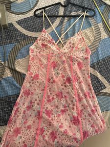 Sexy Night Gown Pink Flowers