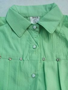 Mint Green Jeweled Top - Size L