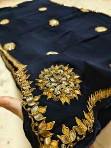 Pure Georgette Rolling Saree Gotta Patti Work