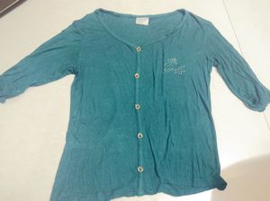 Teal Button-Down Top