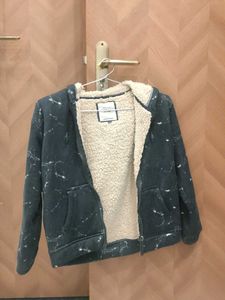 Marble Print Sherpa Lined Hoodie