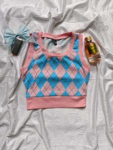 Shein Argyle Cropped Tank Top