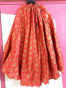 Red & Gold Brocade Skirt(stiched)