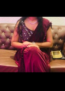 Elegant Maroon Saree with Embellished Blouse