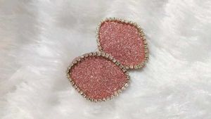 Pink Glitter Rhinestone Earrings