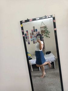 Denim Button-Front Skirt