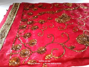 ❤️Red Designer Saree with Heavy Golden Work